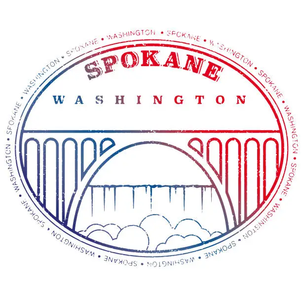 Vector illustration of Spokane Washington Retro Stamp