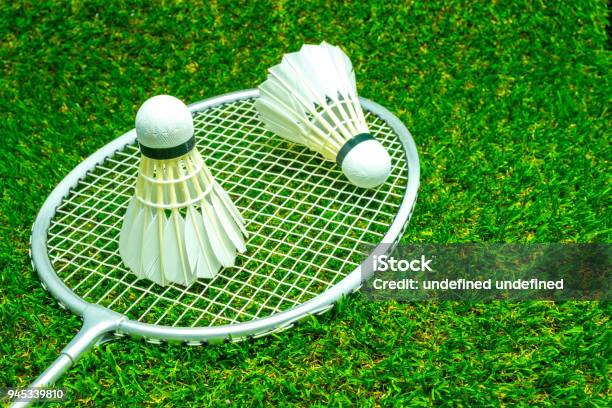 Badminton Ball On Grass Stock Photo - Download Image Now - Badminton - Gloucestershire, Shuttlecock, Badminton - Sport