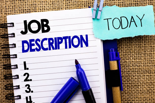 istock Word writing text Job Description. Business concept for Document that establishes duties requirements exprerience written on Notebook Book on the jute background Today Pens next to it. 945342854