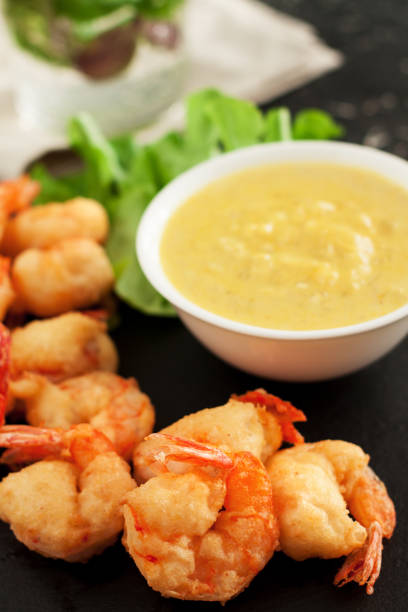 istock Grilled shrimps with dipping sauce 945344380