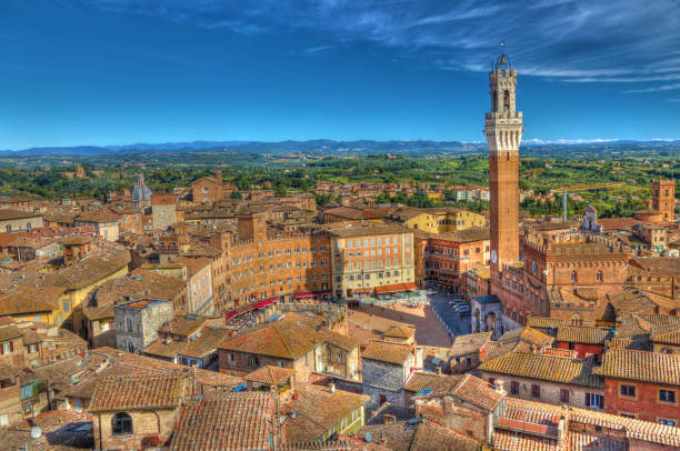 View of Sienna main square from Tower Facciatone