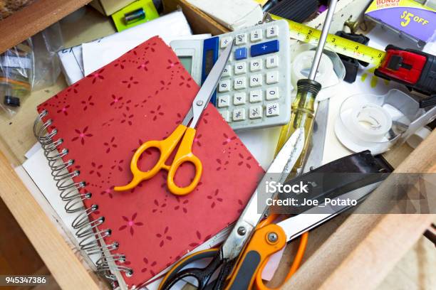 Drawer Clutter Stock Photo - Download Image Now - Drawer, Messy, Kitchen