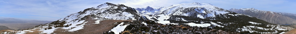 Evening panorama from eastern Sierra summits along Monument Ridge, Inyo California, Feb 2018. ~12000ft.