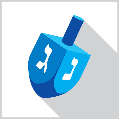 Vector illustration of a blue dreidel icon.