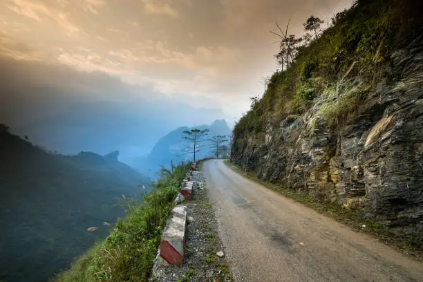 Photo of The road on high mountain leads to Du Gia village in the province Ha Giang, Vietnam