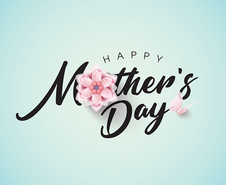 Happy Mother's Day Calligraphy with flower Background.Vector.