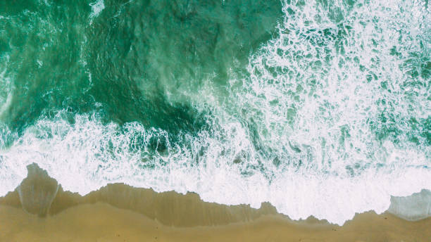 istock Waves near beach. Yellow sand and green water 945381238