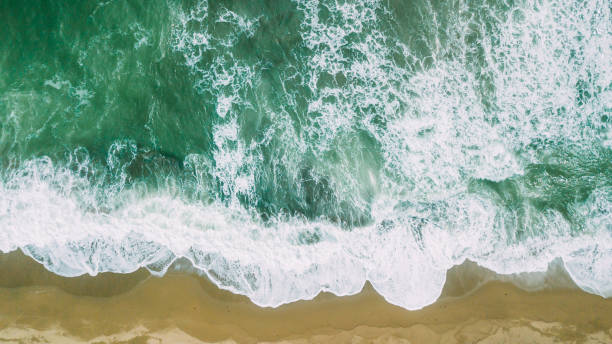 istock Waves near beach. Yellow sand and green water 945381352