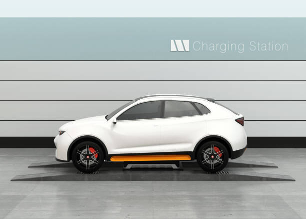 istock Electric SUV car exchange battery in battery swapping station 945384588