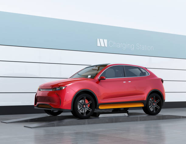 istock Electric SUV car exchange battery in battery swapping station 945384652
