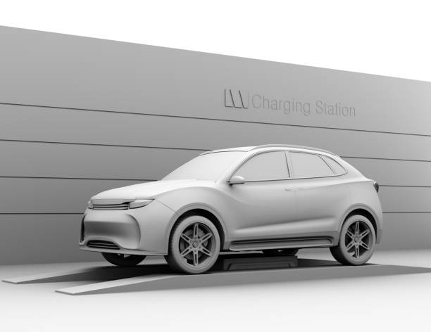 istock Clay rendering image of electric SUV in battery swapping station 945384712