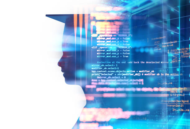 istock 3d rendering of virtual human silhouette on technology background illustration 945392068