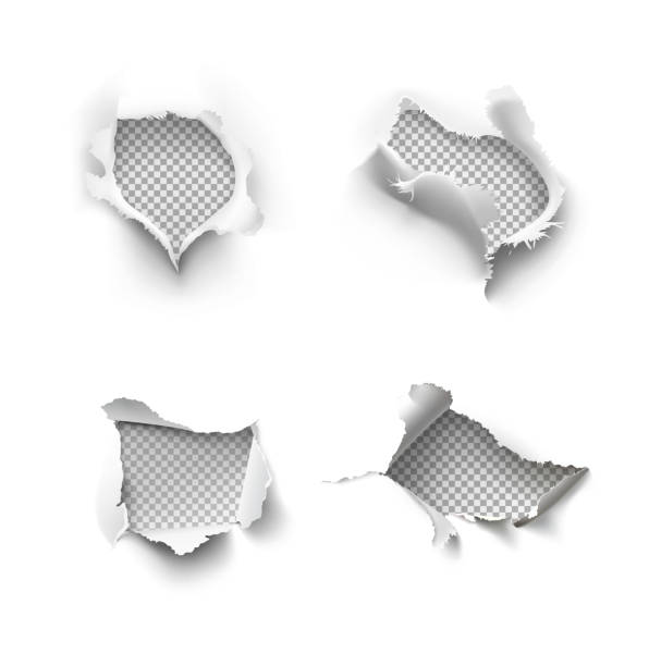 紙は、白い背景で隔離の現実的な穴のセットです。 - cut or torn paper illustrations点のイラスト素材／クリップアート素材／マンガ素材／アイコン素材