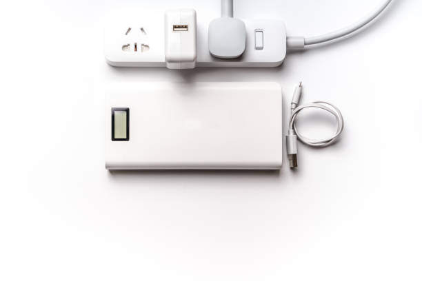 istock socket plug electric power bank and wire white color isolate. save energy and reduce energy efficiency concept 945412800
