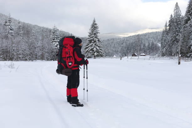istock An equipped tourist in the winter Carpathians 945418706
