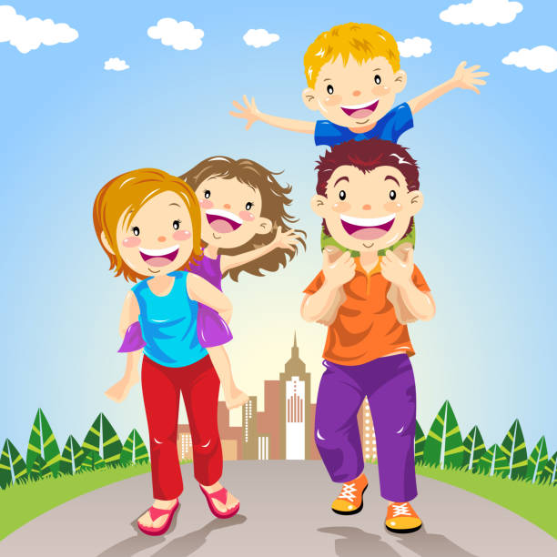 familie freizeit-aktivität - vector nature cheerful son stock-grafiken, -clipart, -cartoons und -symbole