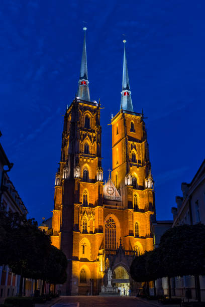 istock Wroclaw's cathedral by night, Poland 945424014