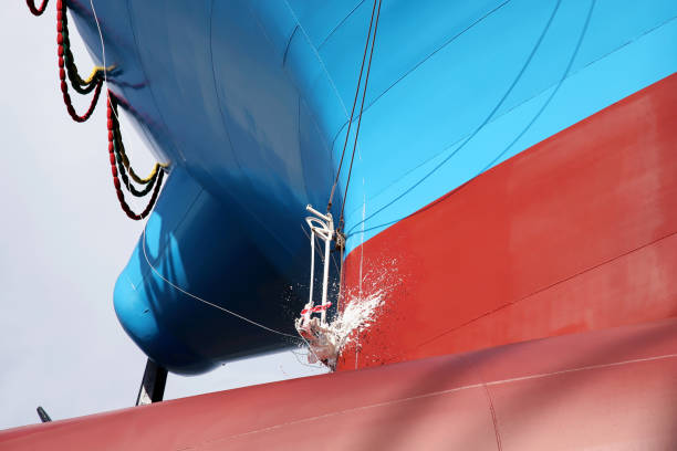 Newly built vessel during launch of the shipyard in Japan