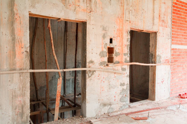 istock wall made brick construction site interior room in building with copy space add text 945431206