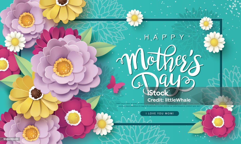 Happy Mother's Day Happy Mother's Day greeting card design with beautiful blossom flowers Mother's Day stock vector