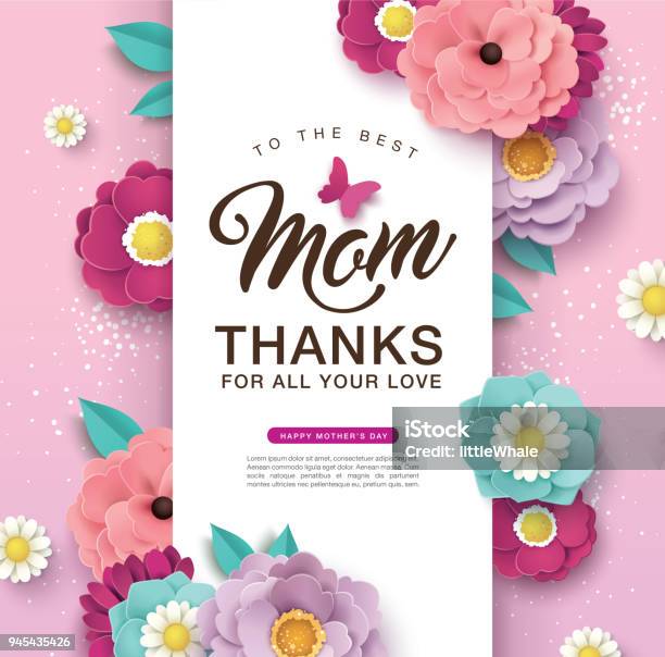 Happy Mothers Day Stock Illustration - Download Image Now - Flower, Mother's Day, Springtime