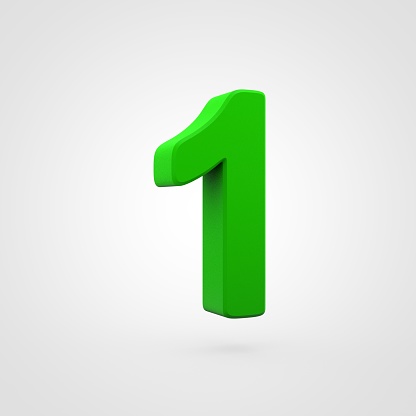 Plastic Green Number 1 Isolated On White Background Stock Photo