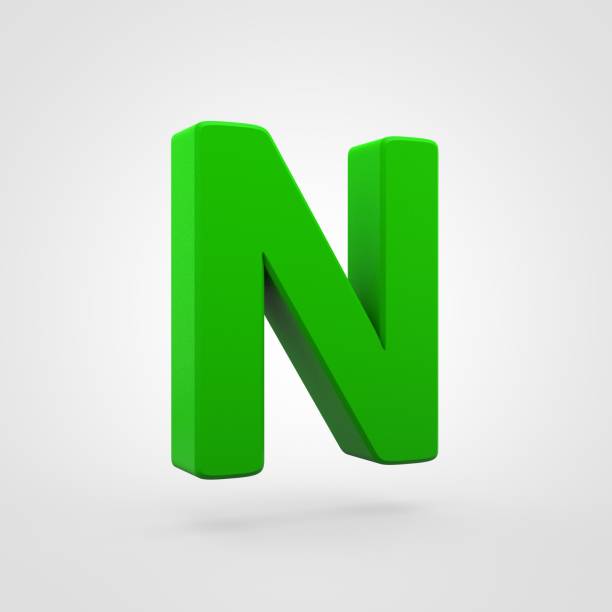 istock Plastic green letter N uppercase isolated on white background. 945442782