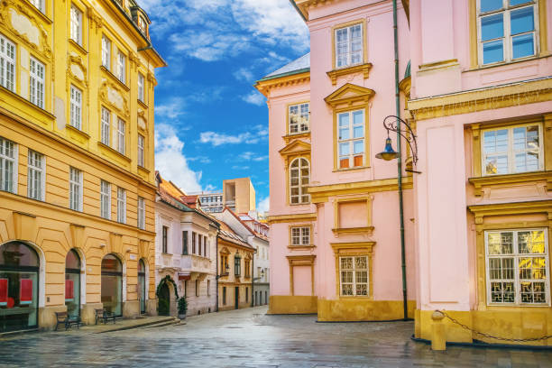 Street scene in Bratislava, capital city of Slovakia Urban scene in Bratislava bratislava photos stock pictures, royalty-free photos & images