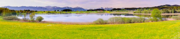 istock panoramic landscape in Bavaria with alps mountain range and lake 945446786