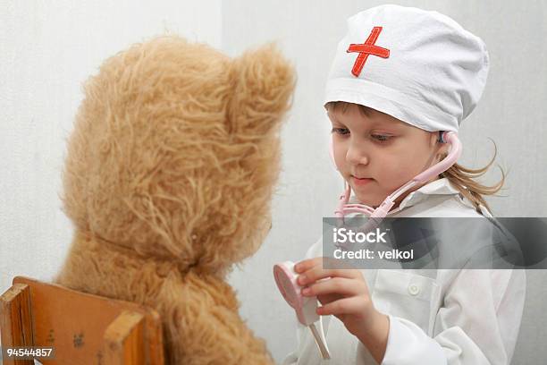 Girl With A Bear Stock Photo - Download Image Now - Beauty, Care, Child