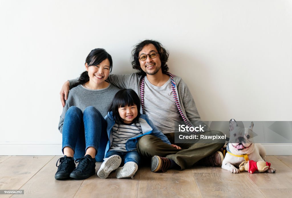 Asian family buy new house Family Stock Photo