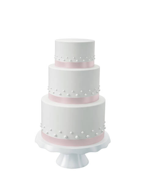 istock White wedding cake on a porcelain stand 945464004
