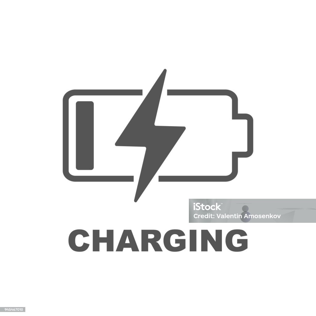 Battery Charging vector icon Battery Charging vector icon. Black color on white background. EPS 10 Battery stock vector