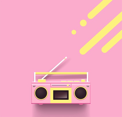 Pink radio on pink background.