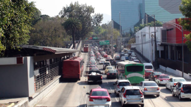 istock Mexico City Traffic Jam During Rush Hour And Tree Scenery In Mexico 945474168