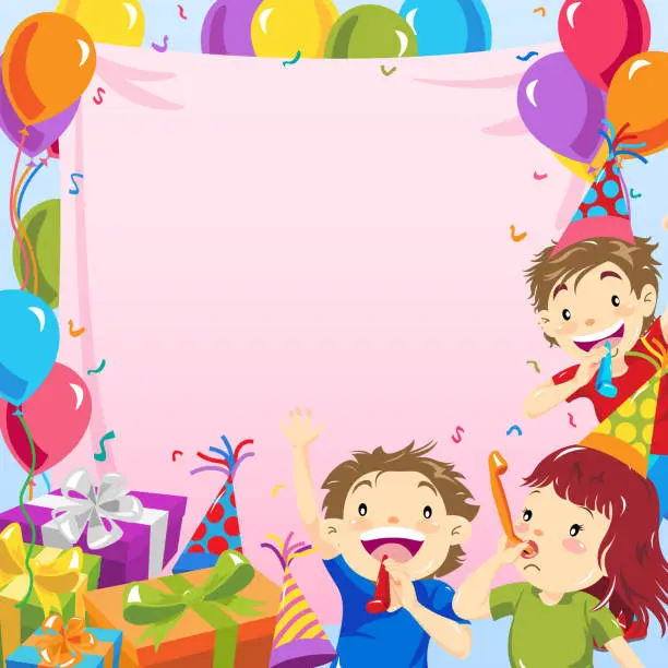 Vector illustration of Kids Birthday Party Invitation