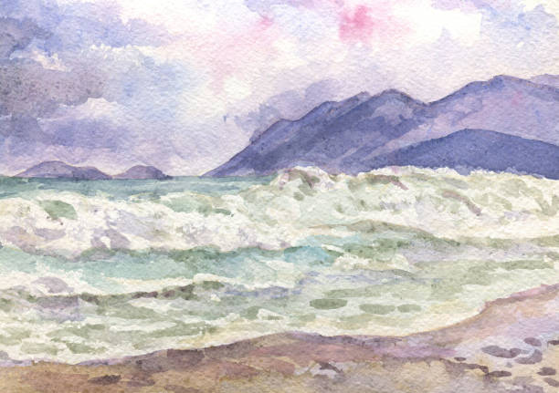 istock Storm in the ocean. Seascape. Watercolor painting 945478920