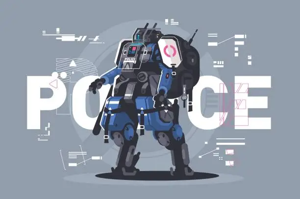 Vector illustration of Police drone robot