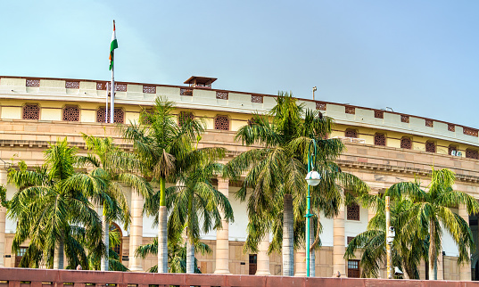 The Sansad Bhawan, the house of the Parliament of India, located in New Delhi