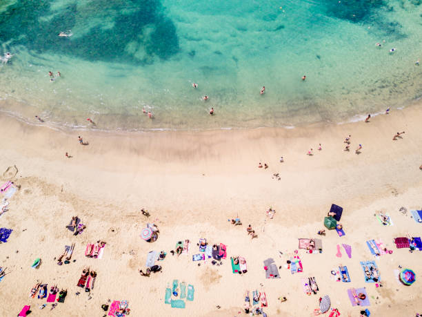 istock Aerial view of people at the beach 945521330