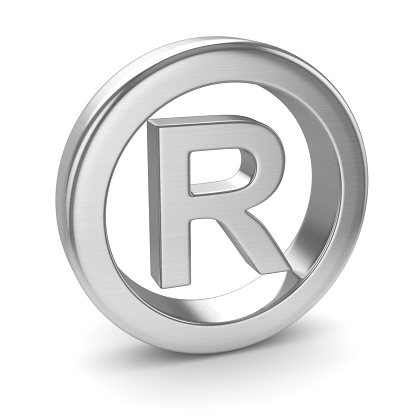 Chrome Registered Trade Mark , This is a 3d rendered computer generated image. Isolated on white.