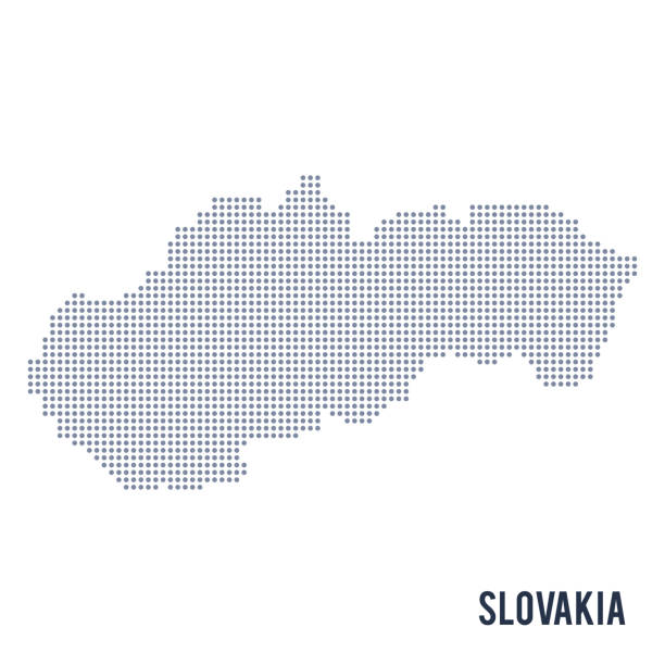 슬로바키아 흰색 배경에 고립의 점선된 지도 벡터. - slovakia stock illustrations