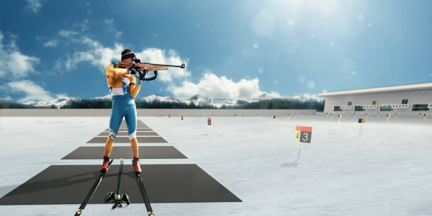 바이애슬론 대회에서 체육 남자 - biathlon 뉴스 사진 이미지