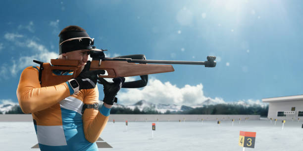 istock Athletic man at the biathlon competitions 945571362