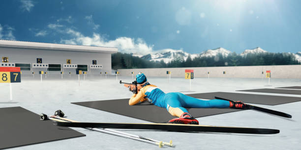 istock Athletic woman at the biathlon competitions 945571374