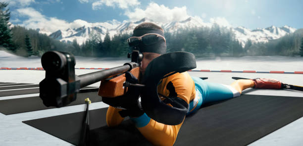 istock Athletic man at the biathlon competitions 945571398