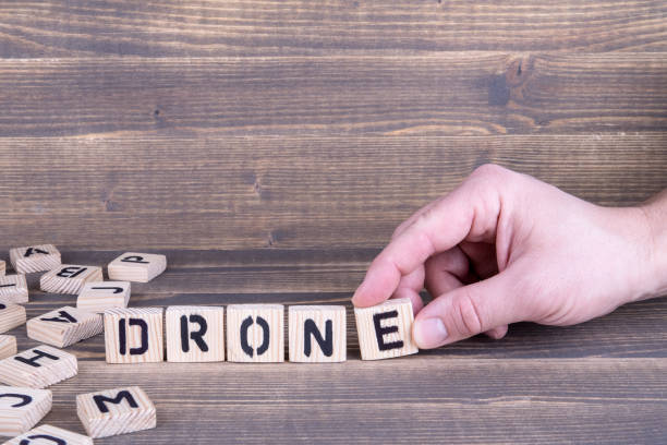istock Drone. Wooden letters on the office desk 945574628