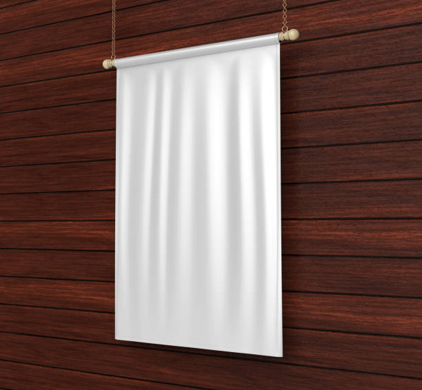 istock White blank Vertical Flag Banner Mock up template. 3d illustration. 945575286