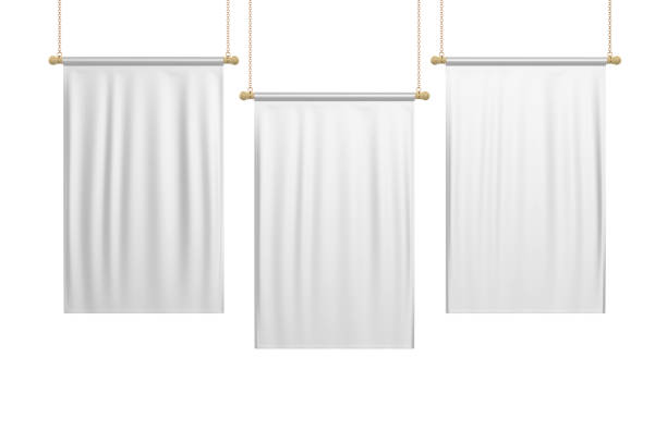 White blank Vertical Flag Banner Mock up template. 3d illustration.