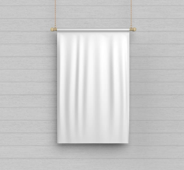 istock White blank Vertical Flag Banner Mock up template. 3d illustration. 945578952